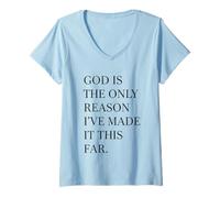 Women's God is The Only Reason Faith Quote Christian Jesus V-Neck T-Shirt