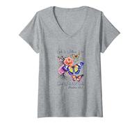 Womens God is Within Her Faith Scripture Verse Psalms V-Neck T-Shirt