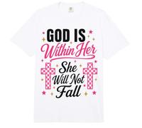 Womens God is Within Her She Will Not Fall Checkered Comfort Colors Adult Heavyweight T-Shirt