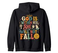 Womens God Is Within Her She Will Not Fall Psalm 46:5 Faith Zip Hoodie