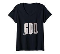 Womens God is Within Her She Will Not Fall Psalm 46 5 V-Neck T-Shirt