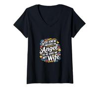 Womens God Knew I Needed An Angel So He Gave Me My Wife ---- V-Neck T-Shirt