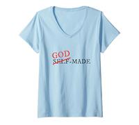 Womens God Made Not Self Made John 15 5 V-Neck T-Shirt