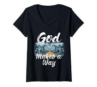 Women's God Makes a Way (Crossing The Red Sea/Passover) V-Neck T-Shirt