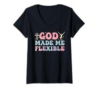 Women's God Me Flexible Cheerleader Gymnast Christian Gymnastic V-Neck T-Shirt