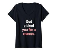Womens God Picked You for A Reason to Inherit Eternal Life V-Neck T-Shirt