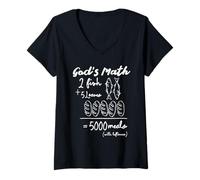Womens God’s Math 2 Fish 5 Loaves 5000 Meals Tee V-Neck T-Shirt