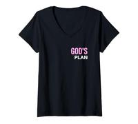Womens God’s Plan Bold Christian Faith Purpose Trust Inspiration V-Neck T-Shirt