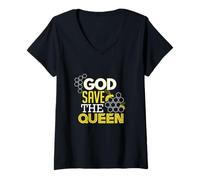 Women's God Save The Queen Bee T-Shirt V-Neck T-Shirt