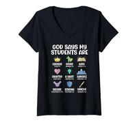 Women's God Says for Christian Teacher V-Neck T-Shirt