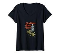 Womens Goddess Bless Texas Divine Feminine Retro Pride Vibes V-Neck T-Shirt