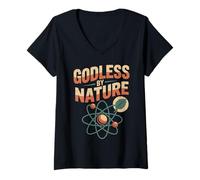Womens Godless by Nature Atheist Agnostic Design V-Neck T-Shirt