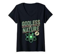 Womens Godless by Nature Atheist Agnostic Design V-Neck T-Shirt