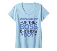 Womens Godmother of The Boss Birthday Party Outfit Like A Boss V-Neck T-Shirt
