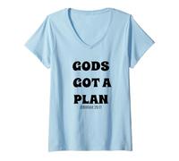 Women's Gods Got A Plan Bible Verse Jeremiah 29:11 V-Neck T-Shirt
