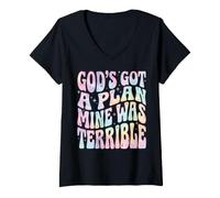 Women's God's Got A Plan Mine was Terrible V-Neck T-Shirt