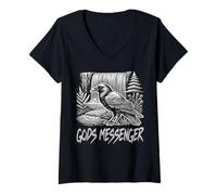 Women's Gods Messenger Raven Crow Gothic Scene V-Neck T-Shirt