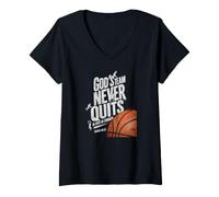 Women's Gods Team Never Quits He Gives Me Strength Isaiah 40 V-Neck T-Shirt