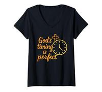 Womens Gods Timing is Perfect - Christian Saying V-Neck T-Shirt