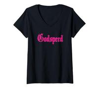 Women's Godspeed Pink Script Designed V-Neck T-Shirt
