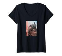 Women's Godzilla Evilla Mothra Big South Sea Duel Evila (1966) V-Neck T-Shirt