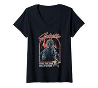 Womens Godzilla Retro 70's Style King of The Monsters Kaiju Movie V-Neck T-Shirt