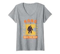 Womens Godzilla x Kong Hear The Roar Kong Athletic Logo Movie V-Neck T-Shirt