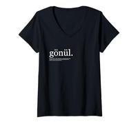 Women's Gönül Lügat Old Turkish Word Turkish V-Neck T-Shirt