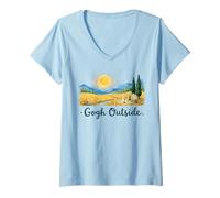 Women's Gogh Outside Starry Night Nature V-Neck T-Shirt