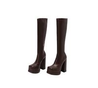 Women's Gogo Knee High Boots Platform Chunky Heel Square Toe 70s Disco Costume Boots for Party Halloween Cosplay