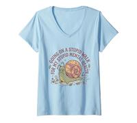 Women's Going on Stupid Walk for My Dumb Mental Brain Health Snail 3 V-Neck T-Shirt