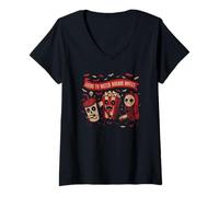 Womens Going to Watch Horror Movies Scary Snack Halloween Costumes V-Neck T-Shirt