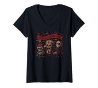Womens Going to Watch Horror Movies Scary Snack Halloween Costumes V-Neck T-Shirt