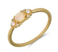 Women's Gold 18K Au750 Wedding Engagement Ring 4-Prong Opal, Size T 1/2