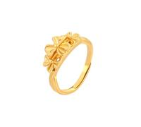 Women's Gold 585 Floral Engagement Wedding Ring Open Ring, Size I 1/2
