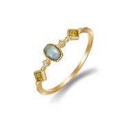 Women's Gold 9K Classic Style Simple Engagement Rings Topaz, Size L 1/2