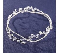 Women's Gold and Silver Pearl Crystal Rhinestone Headband Party Wedding Bridal Headband Handmade Hairband (Silver 1pc (1pack))