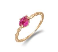 Women's Gold Au585 Solitaire Simple Wedding Ring Corundum, Size S 1/2