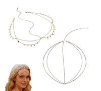 Women's Gold Boho Head Chain, Headpiece Fortune Teller, Boho Layered Head Chain with Sequin Pendant for Weddings, Proms, Parties, Carnival