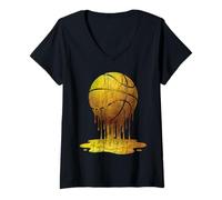 Women's Gold Dripping Basketball Player Funny Baller Game Day Gift V-Neck T-Shirt