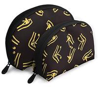 Womens Gold Glitter Eye On Black Pattern Travel Cosmetic Bags Waterproof 2PC Makeup Clutch Pouch Cosmetic and Toiletries Organizer Bag Portable Travel Toiletry Pouch Girls