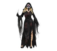 Womens Gold Glitter Ghost Face Scream Halloween Costume (M/L (UK 12-14))
