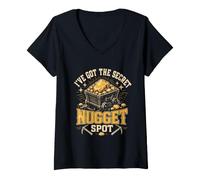Women's Gold I've GOT THE Secret Nugget SPOT Gold Collecting V-Neck T-Shirt