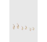 Womens Gold Mixed Sized Hoop Earrings 3 Pack - One Size, Gold