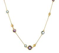 Women's Gold Plated 925 Sterling Silver Brushed Blue Purple Gemstone Necklace, 18 + 2"