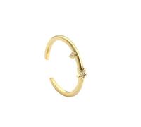 Womens Gold Ring, Eternity Ring Moissanite Star Statement Band 9K Yellow Gold for Mother Size H 1/2