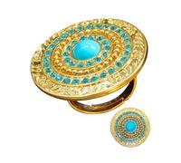 Women's gold ring with blue stones