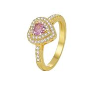 Womens Gold Rings, Pre Engagement Ring Heart Shaped with Pink Morganite 14K Yellow Gold Size P 1/2