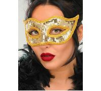 Womens Gold Sequin Venice Masquerade Eye Mask Masked Ball Ladies Eyemask