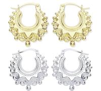 Women's Gold Silver Plated Round Gypsy Creole Earrings: Extra Large, High Polished, Design Ideal for Fashionable Loved Ones and Special Occasions 25mm 30mm 35mm 40mm